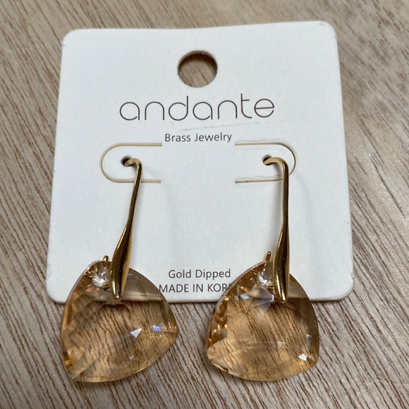 Andante Faceted Drop Earrings 💗 Champagne & Gold - Picture 9 of 11
